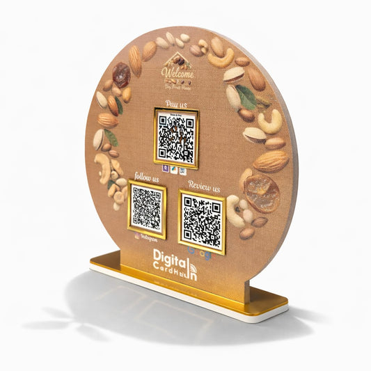 3-QR Customized Standee | Dry Fruit Theme | Premium Acrylic Finish