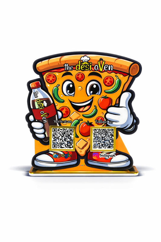 2QR Acrylic Standee – Pizza Shape